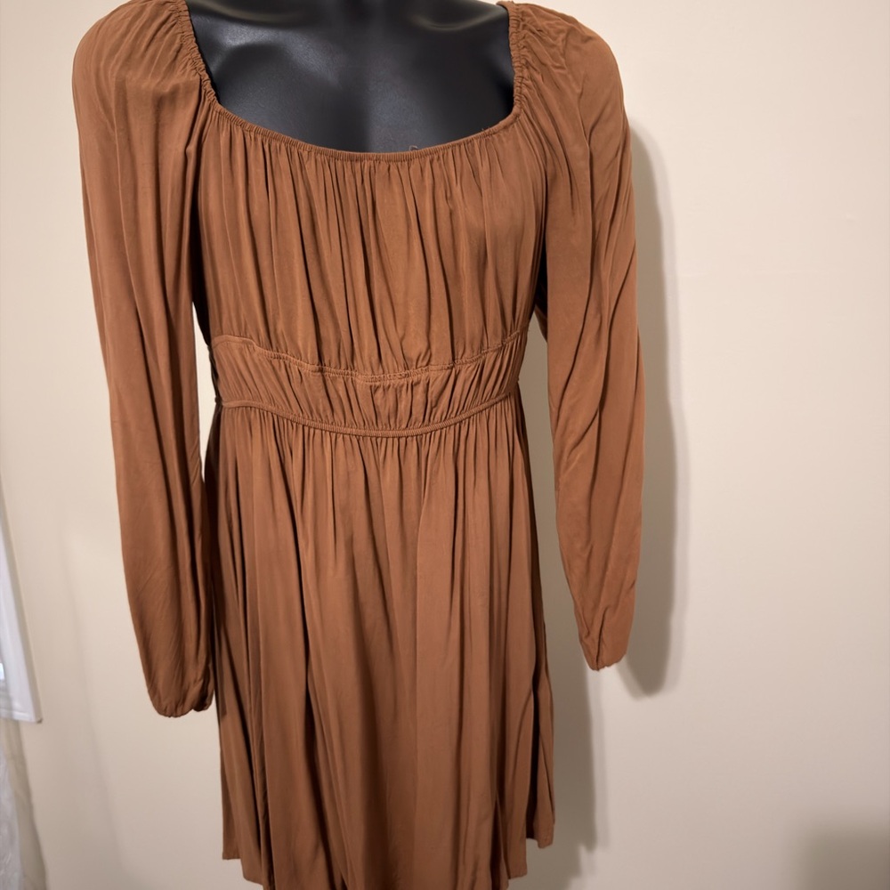 Elegant Brown Long Sleeve Dress